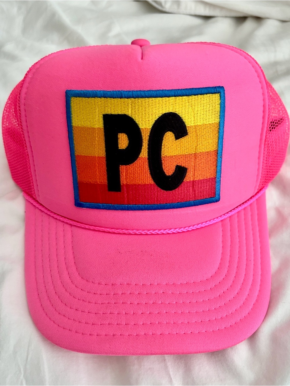 Aviator Nation Neon Pink Rainbow Trucker Hat - Park City